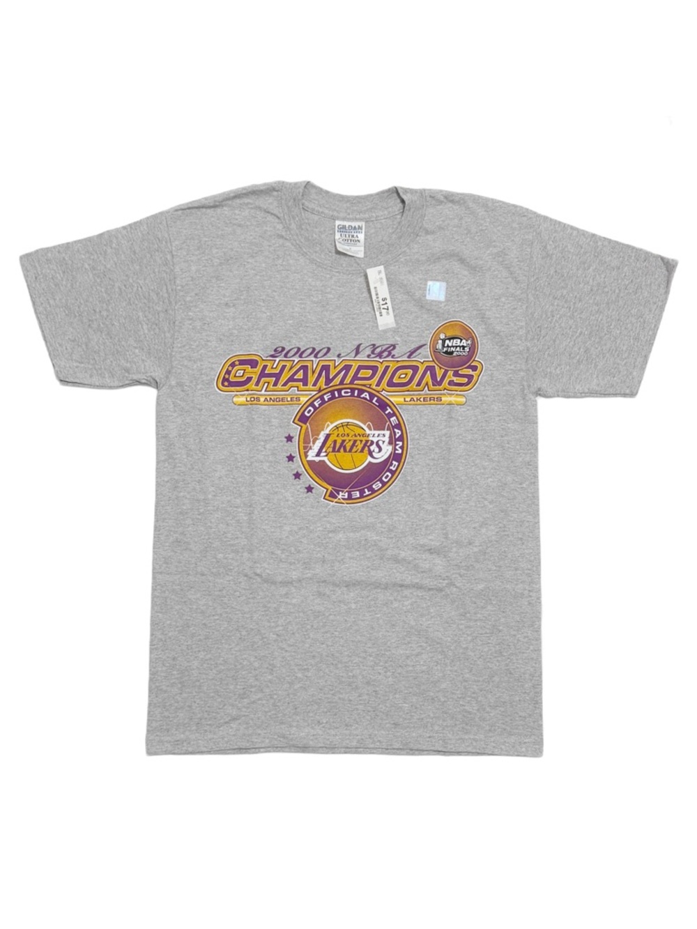 NWT Vintage 2000 NBA Final Champions LA Lakers Team Roster Kobe Shaq Grey Tee